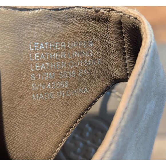 Tory Burch Light Gray Suede Fringe Lace-Up Heeled Sandals 8.5M Leather Sole - Picture 4 of 6